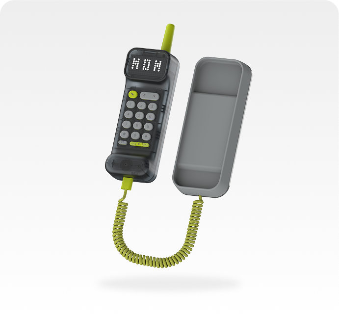 Waffle Home screen-free WiFi landline phone for kids, handset and base unit