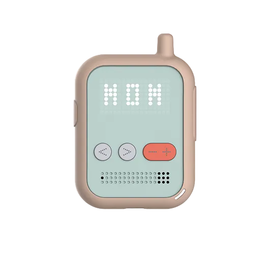 Waffle Go mint screen-free kids phone front view, approved contacts only, no apps