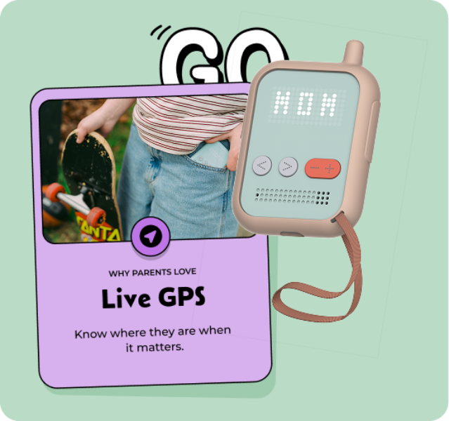Waffle Go live GPS tracking feature for kids, real-time location for parents