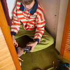Boy making a call on Waffle Home screen-free kids phone, no apps no internet